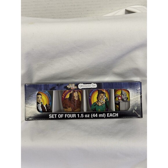 Wizard of Oz Shot Glasses Dorothy Gale, Cowardly Lion, Scarecrow, Tin Man NEW - Picture 1 of 11